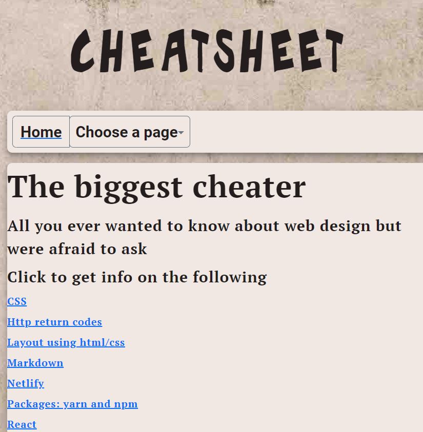 Cheatsheet screen shot